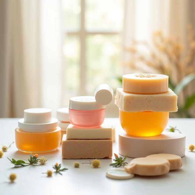 Handcrafted natural cosmetics display