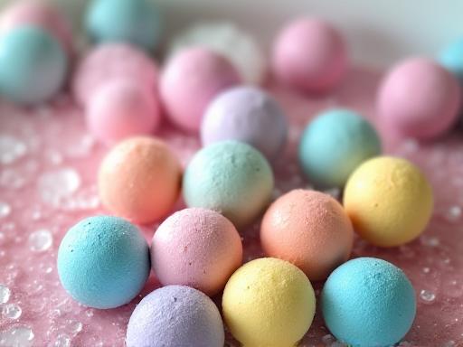Colorful handmade bath bombs